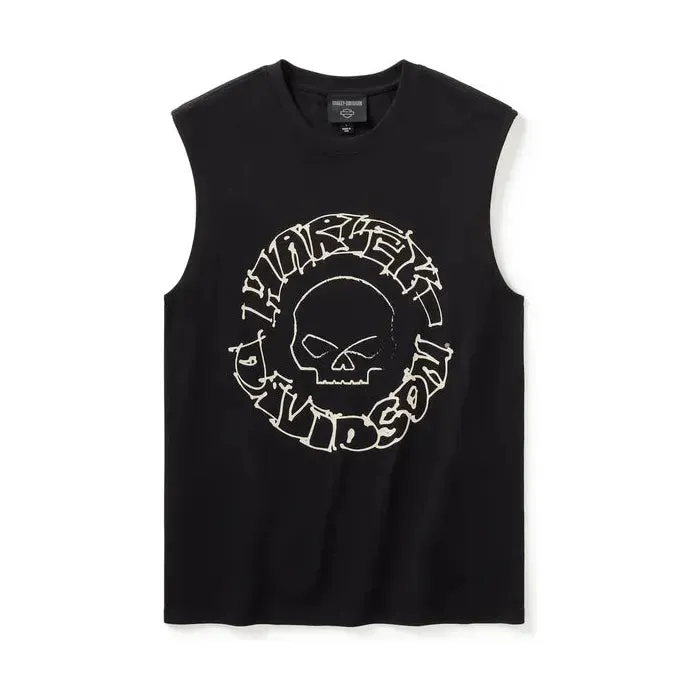 Harley-Davidson® Willie G Circle Skull Sketch Art Muscle Tee