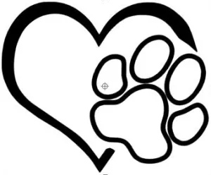 Heart and paw sticker