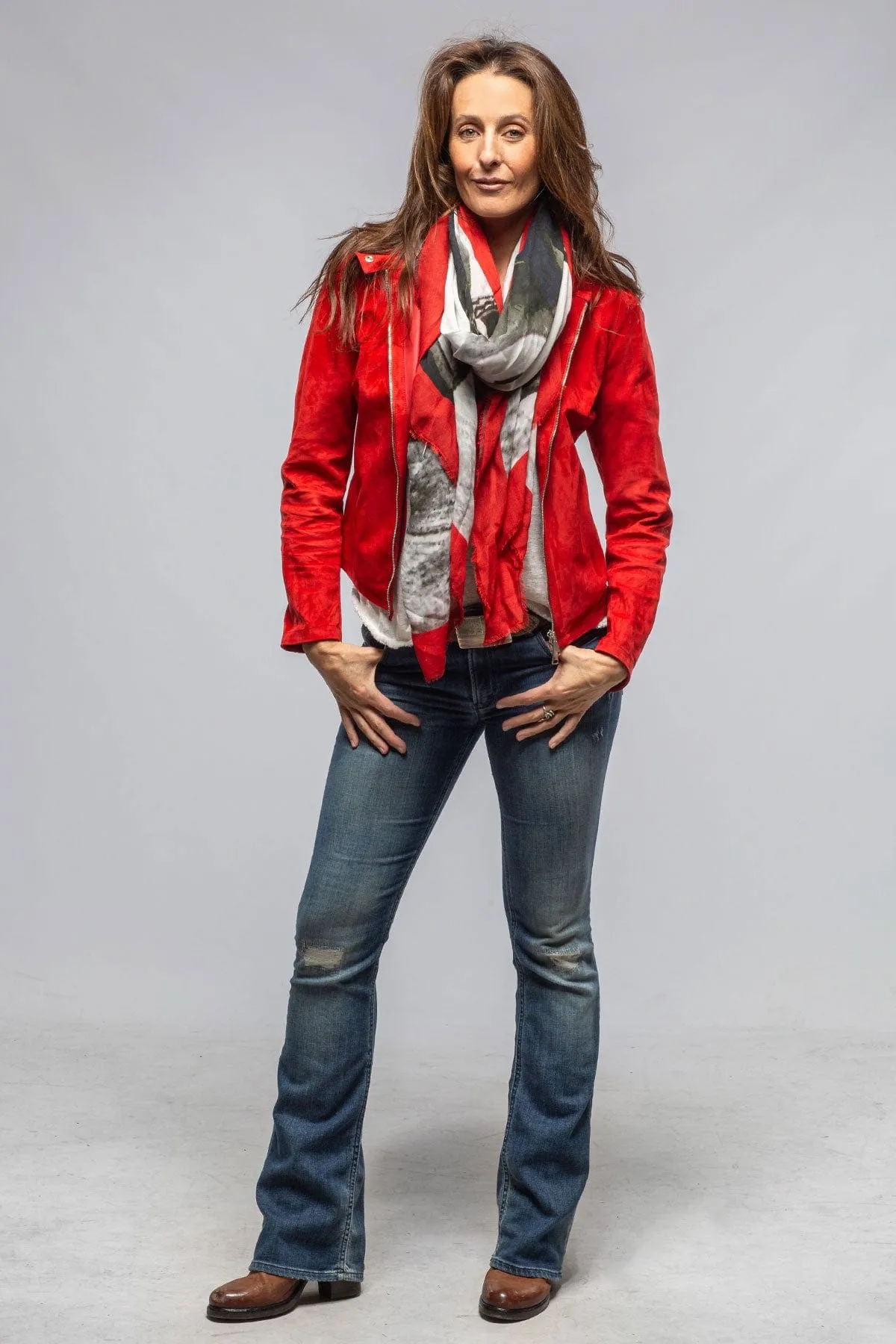 Helen Suede Short Jacket In Rossa