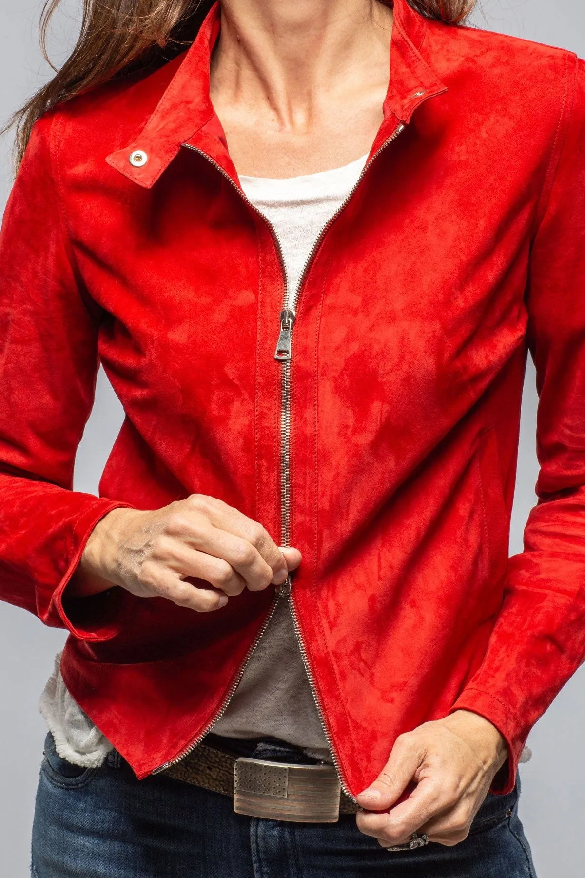 Helen Suede Short Jacket In Rossa