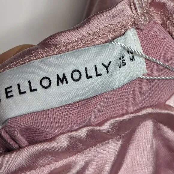 Hello Molly Get Outta Here Satin Dress Pink Ruched Mini Sexy