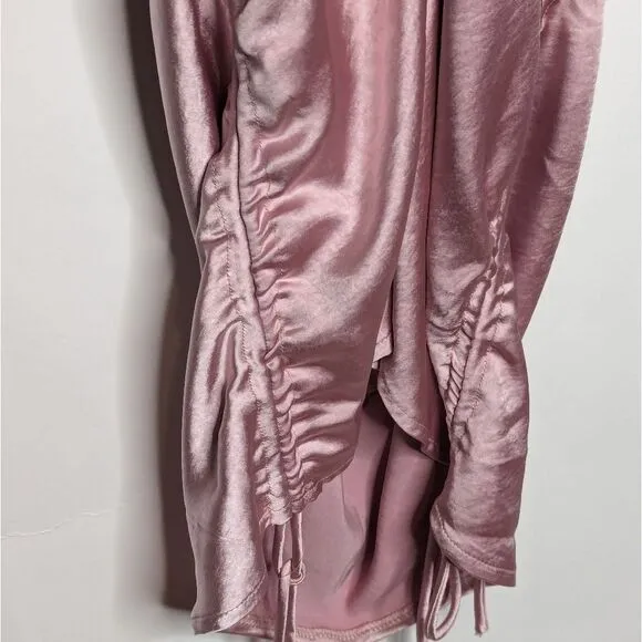 Hello Molly Get Outta Here Satin Dress Pink Ruched Mini Sexy