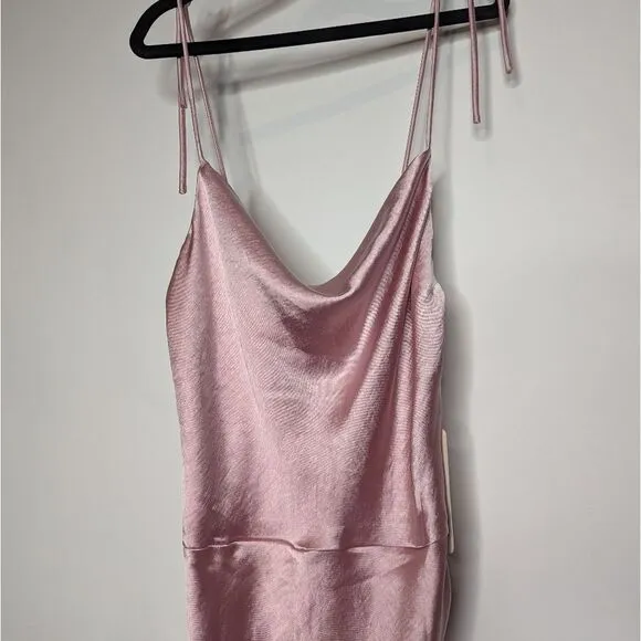Hello Molly Get Outta Here Satin Dress Pink Ruched Mini Sexy