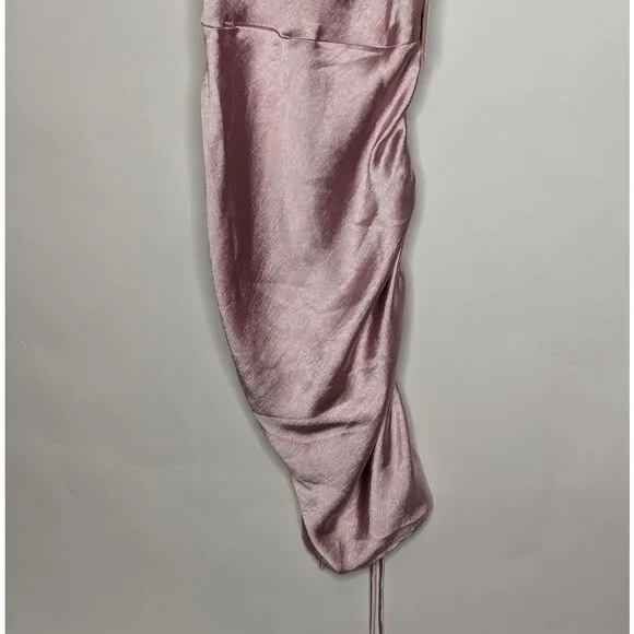 Hello Molly Get Outta Here Satin Dress Pink Ruched Mini Sexy
