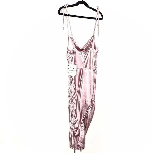 Hello Molly Get Outta Here Satin Dress Pink Ruched Mini Sexy