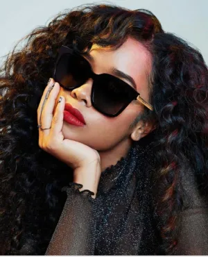 H.E.R. Bella Black With Gold Temples Grey Sunglasses
