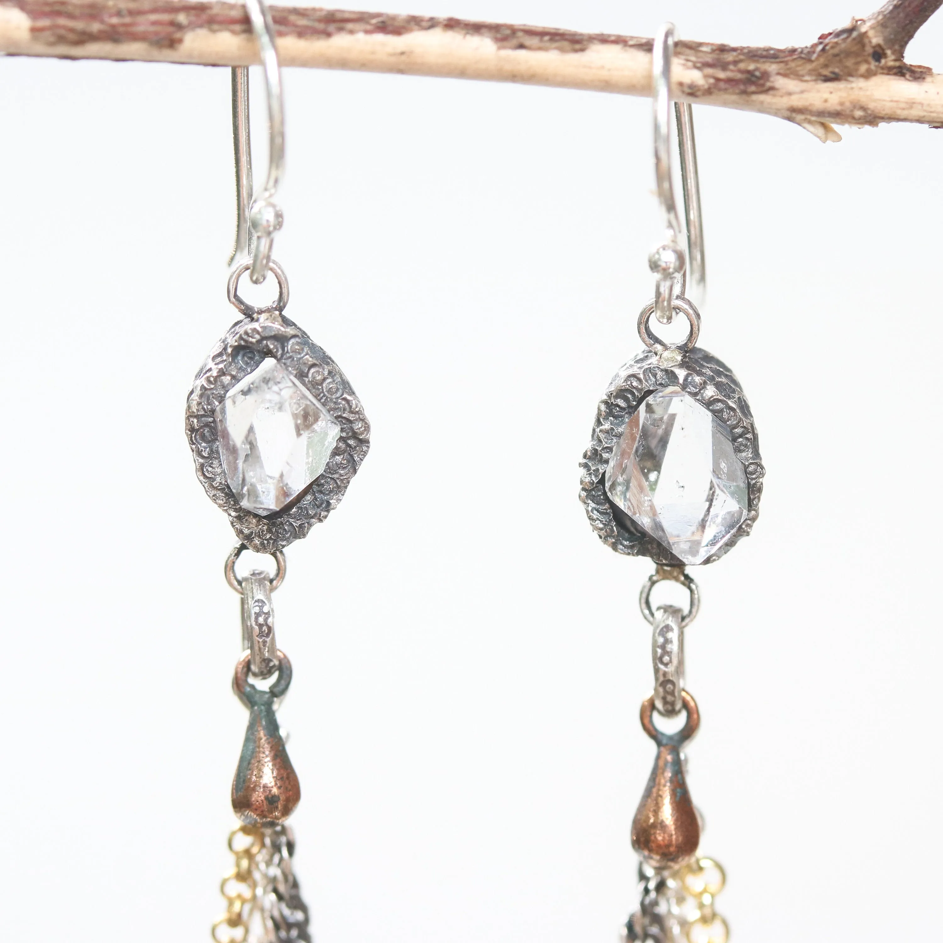 Herkimer diamond earring, drop earring, dangle earring, silver earring, rock crystal, rock crystal earring