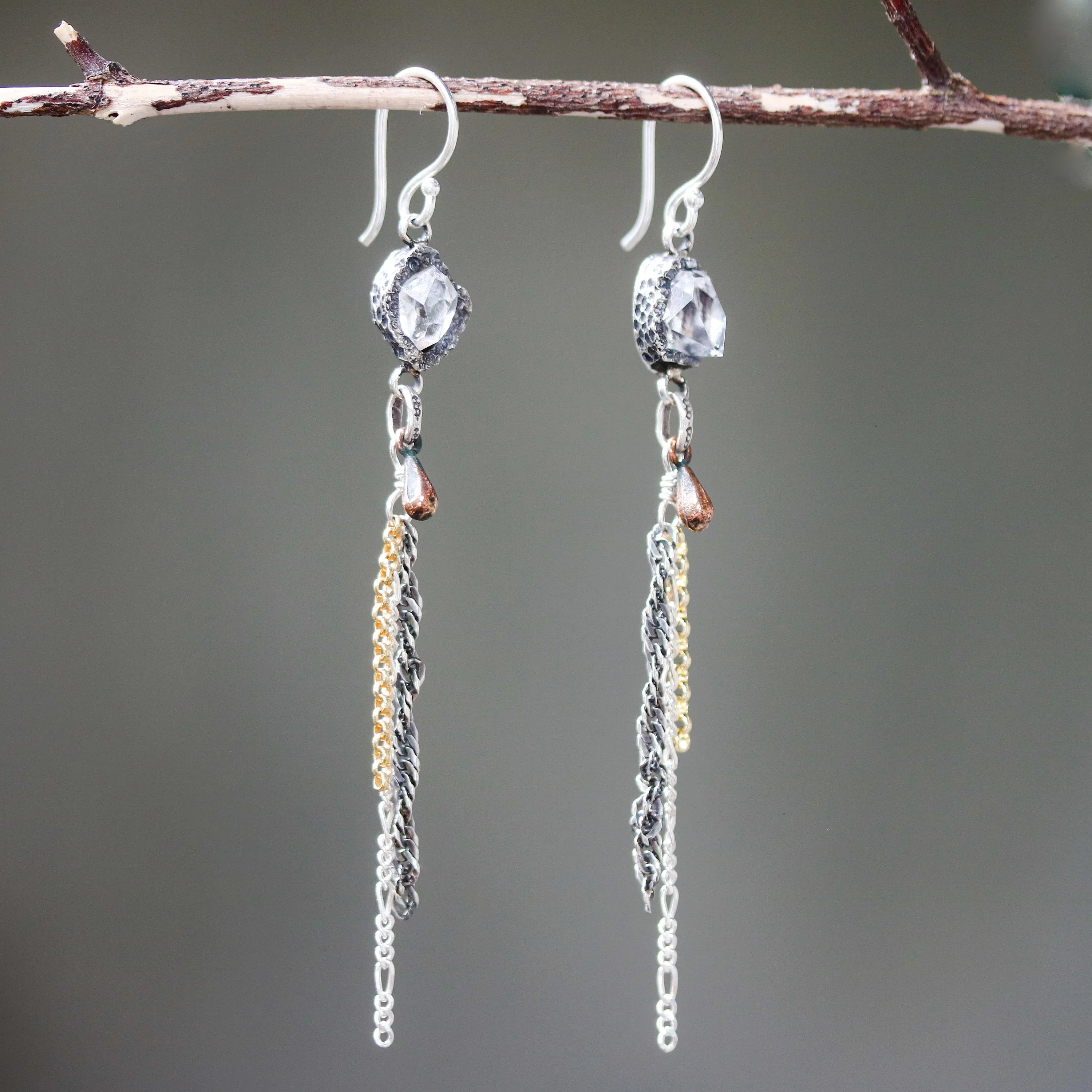 Herkimer diamond earring, drop earring, dangle earring, silver earring, rock crystal, rock crystal earring