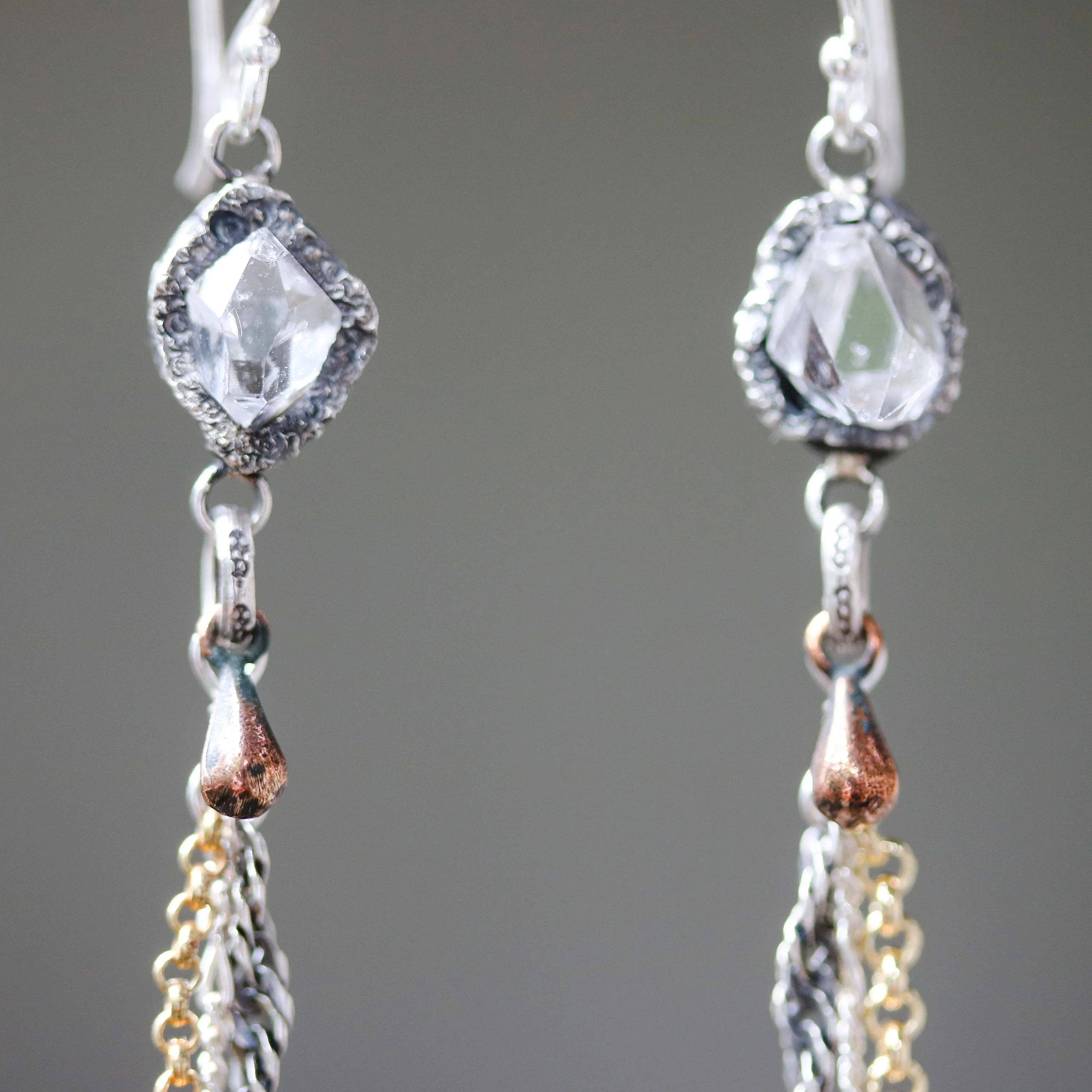 Herkimer diamond earring, drop earring, dangle earring, silver earring, rock crystal, rock crystal earring