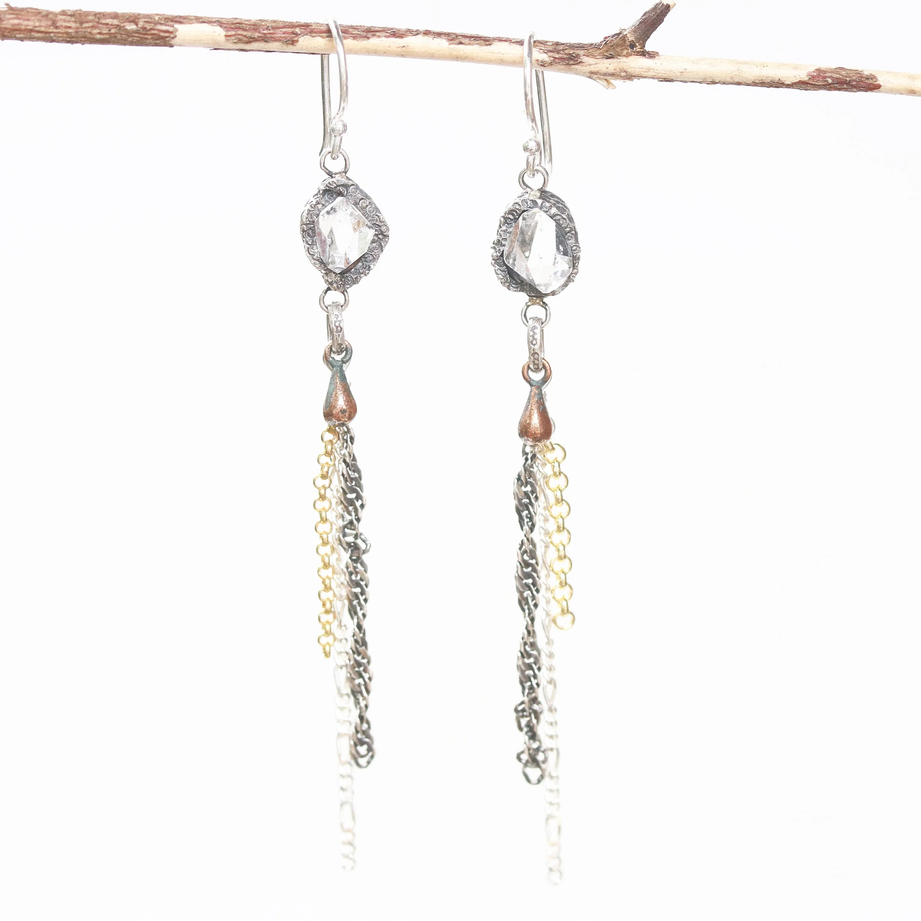 Herkimer diamond earring, drop earring, dangle earring, silver earring, rock crystal, rock crystal earring