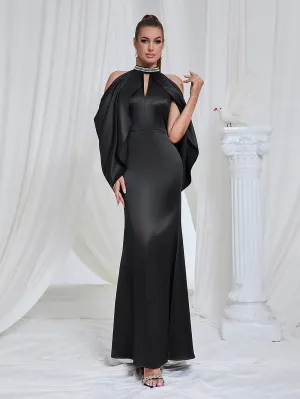 High Neck Off-The-Shoulder Maxi Bodycon Dress HB10197
