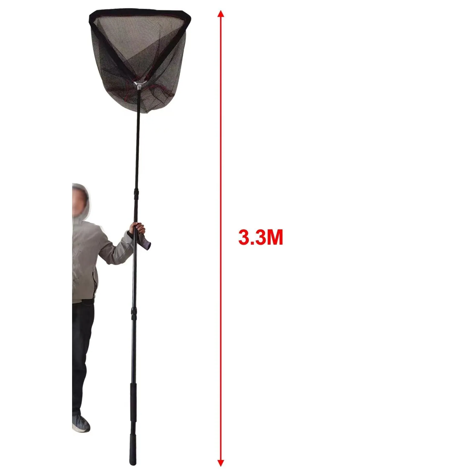 High-quality Strong 3 section Telescopic Large Landing Net with Nylon Coating