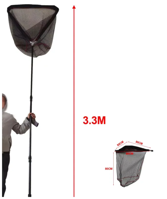 High-quality Strong 3 section Telescopic Large Landing Net with Nylon Coating