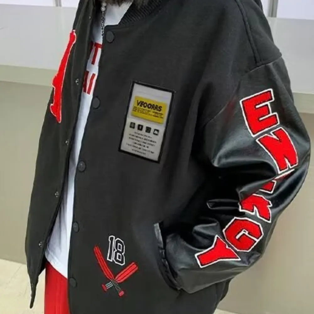 Hip-Hop Lettering Embroidered Baseball Jacket