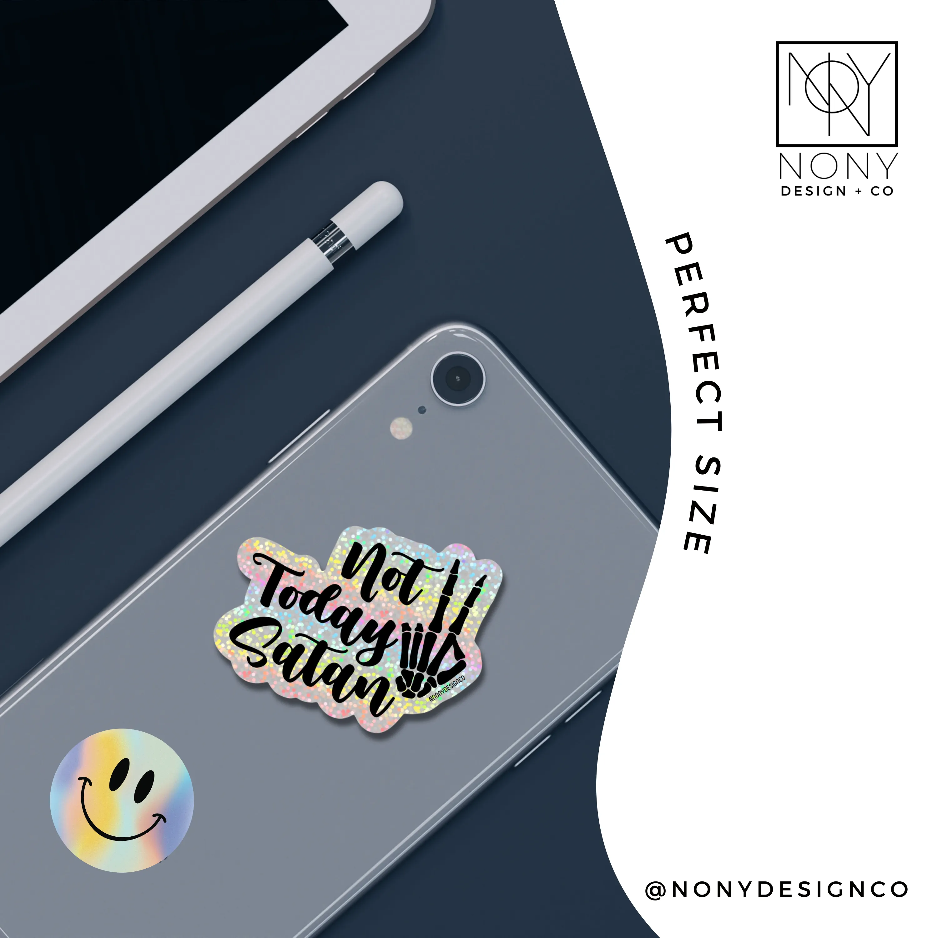Holographic Not Today Satan Sticker