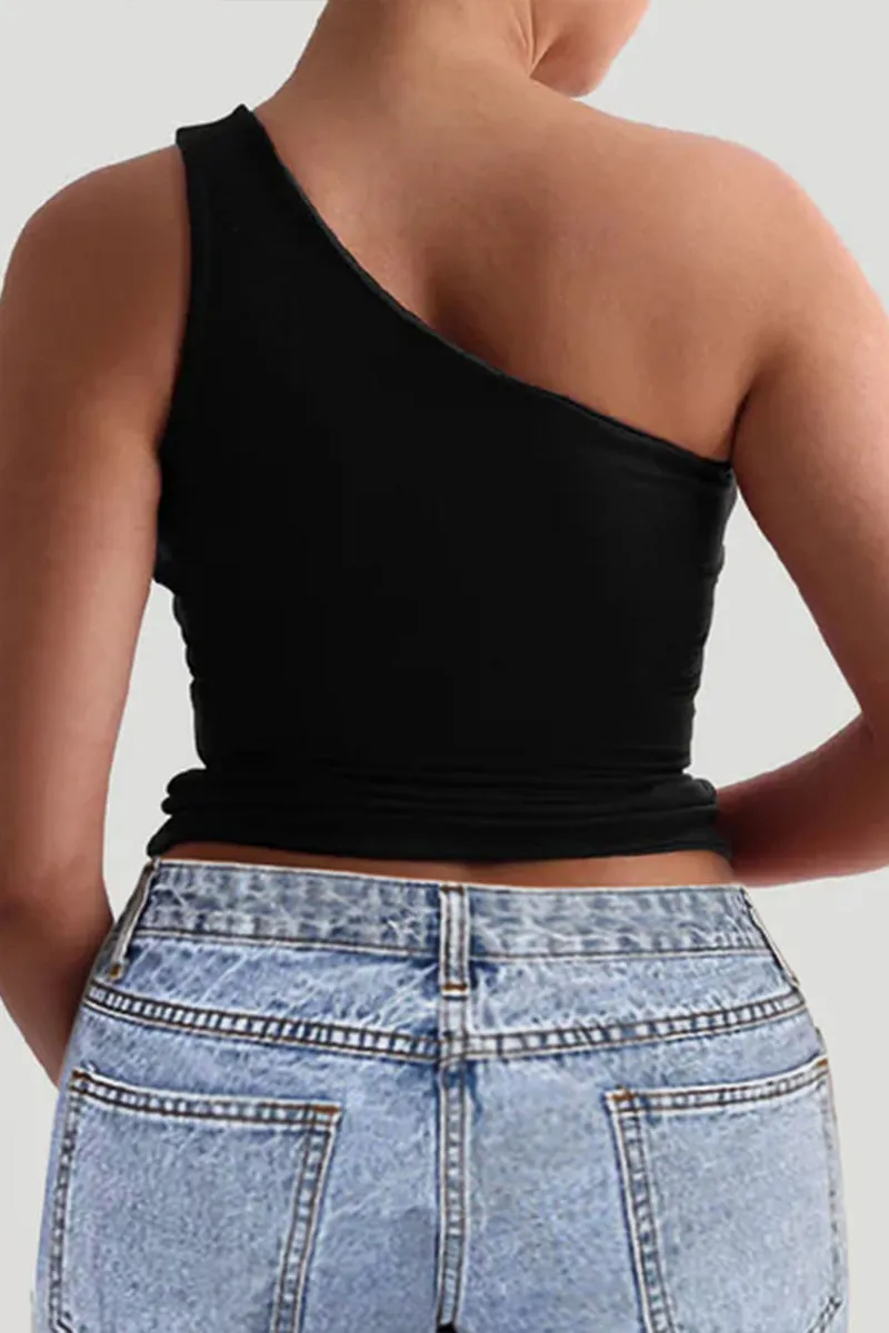 HTZ1230 Asymmetrical One-Shoulder Tank Top