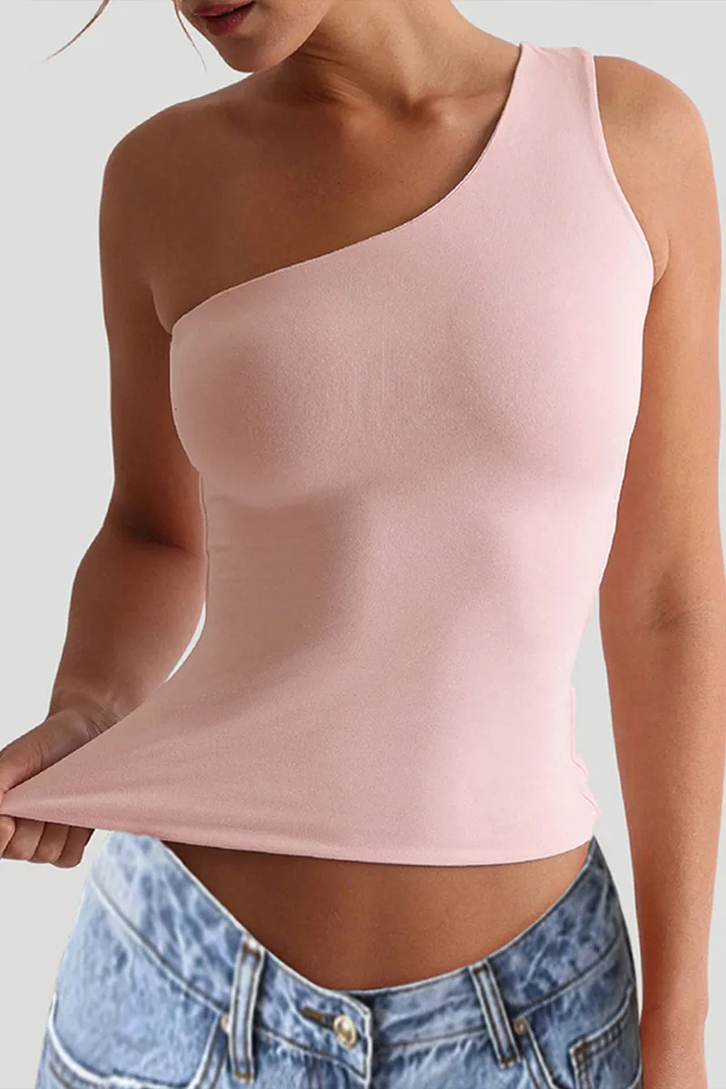 HTZ1230 Asymmetrical One-Shoulder Tank Top