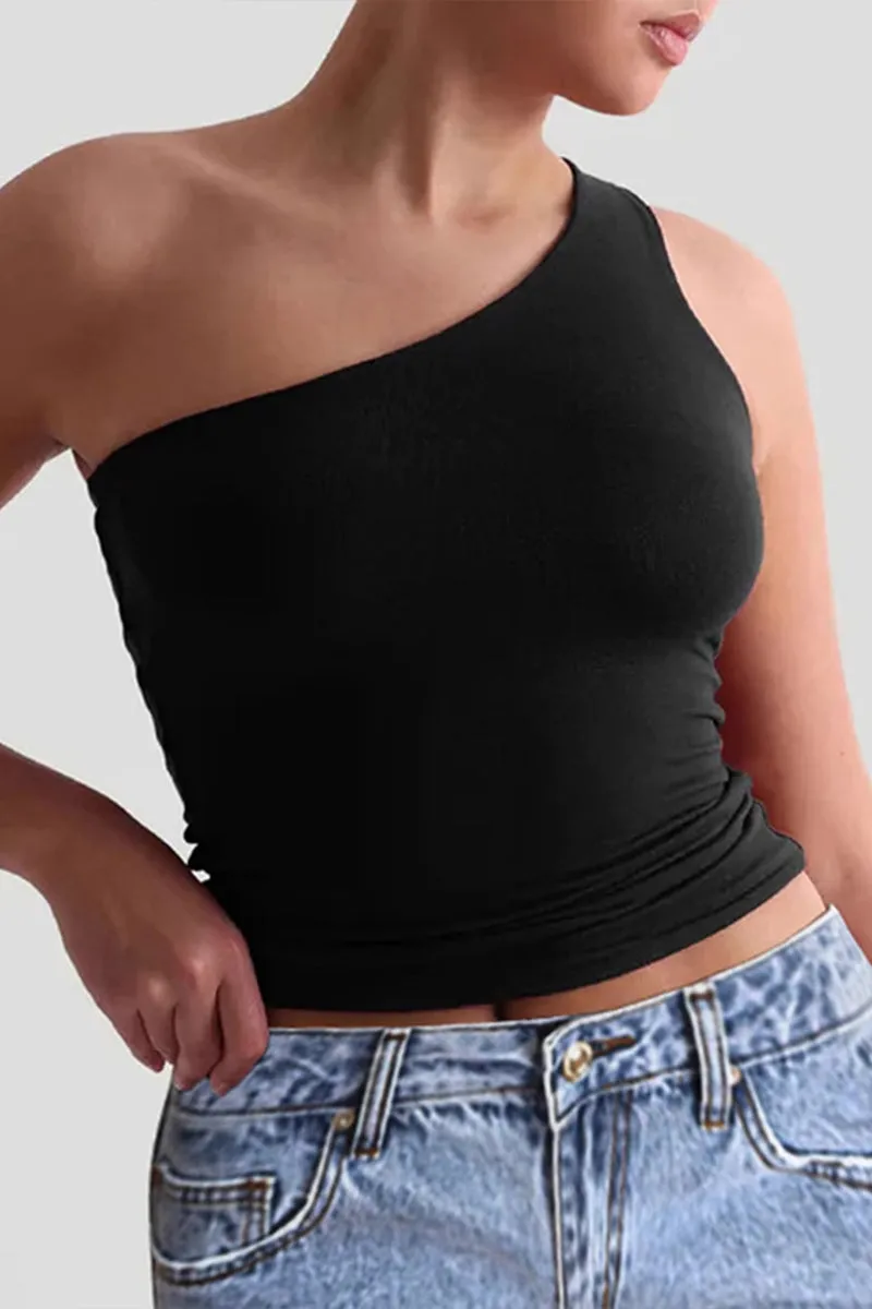 HTZ1230 Asymmetrical One-Shoulder Tank Top