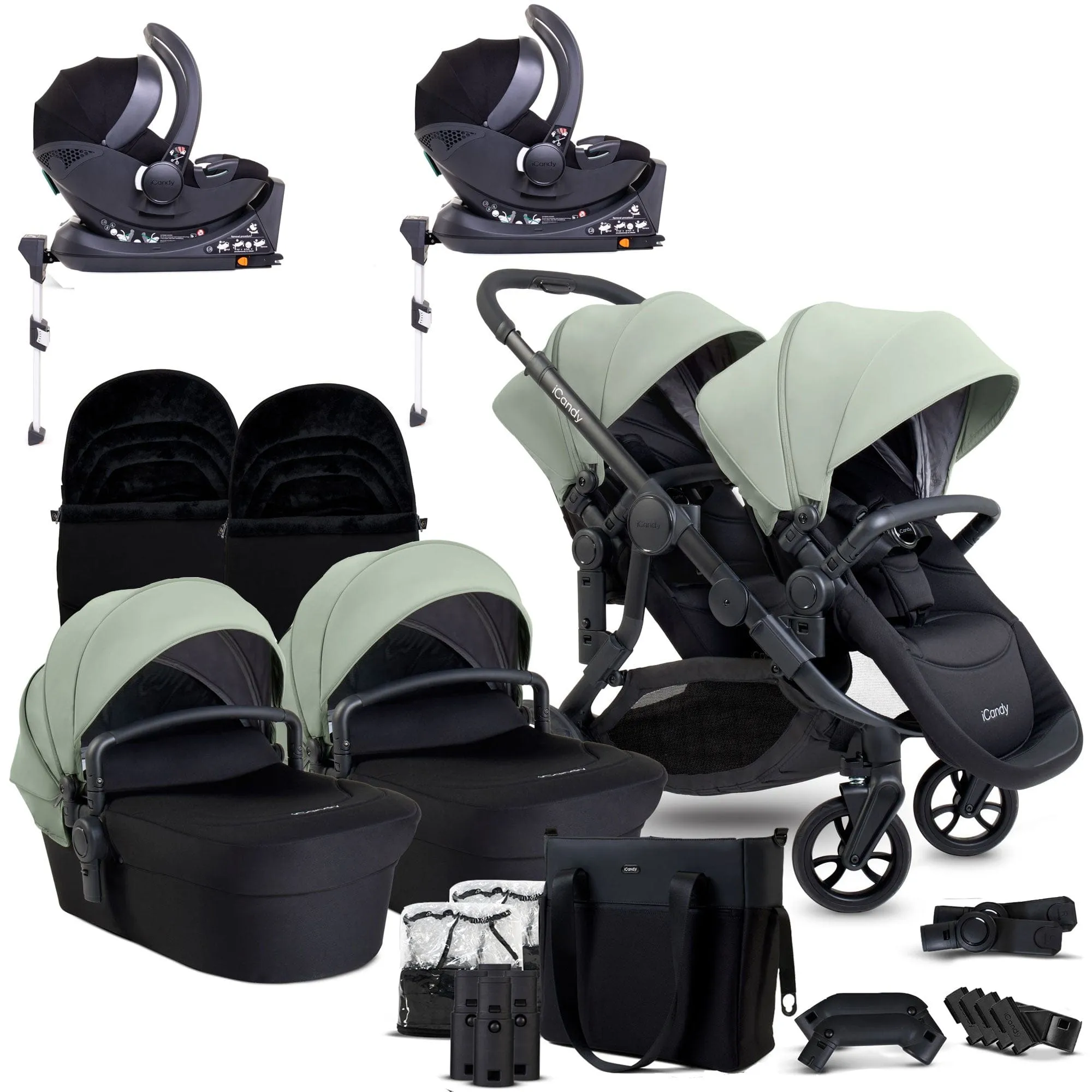 iCandy Orange 4 Twin Complete Cocoon Travel System in Pistachio