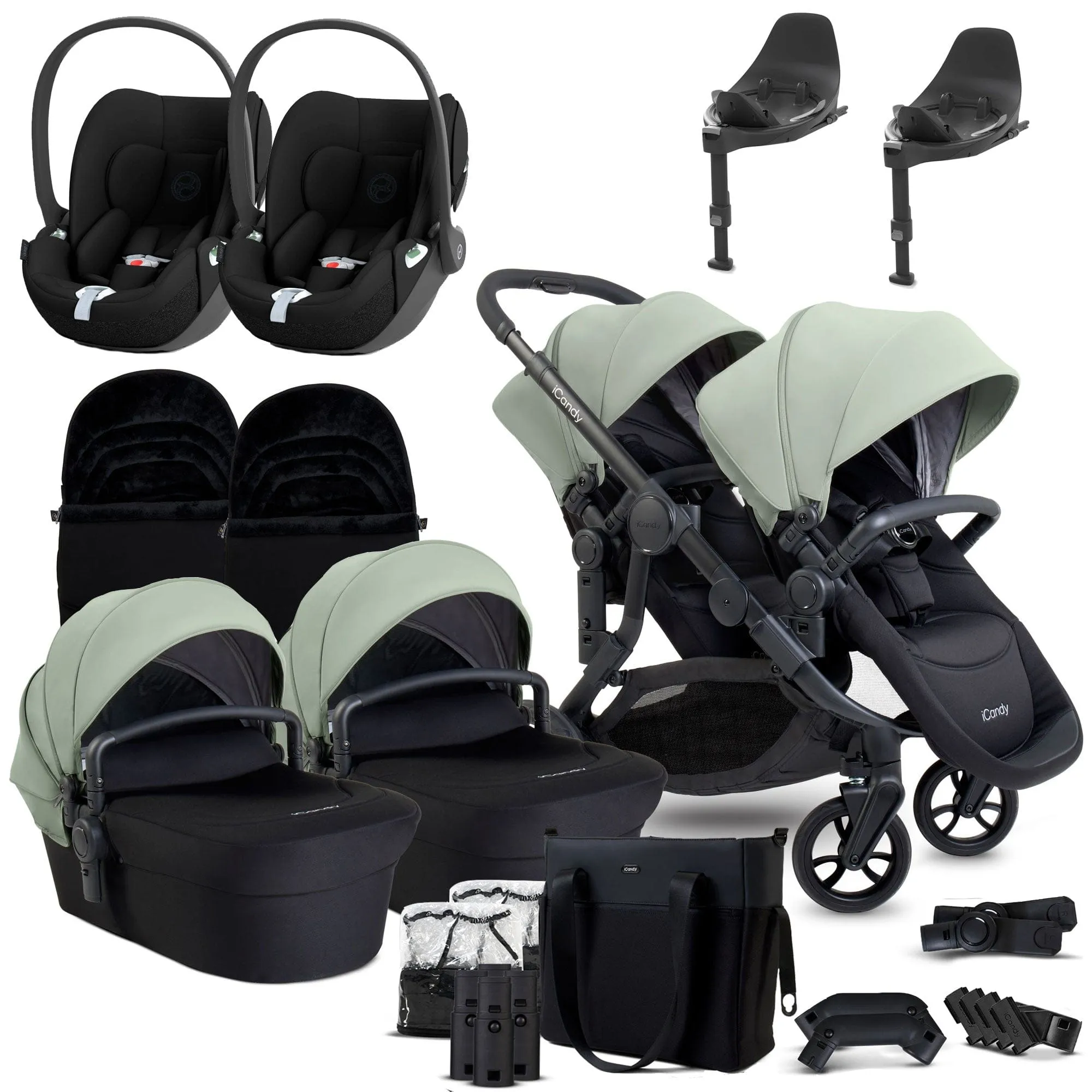 iCandy Orange 4 Twin Cybex Travel System in Pistachio