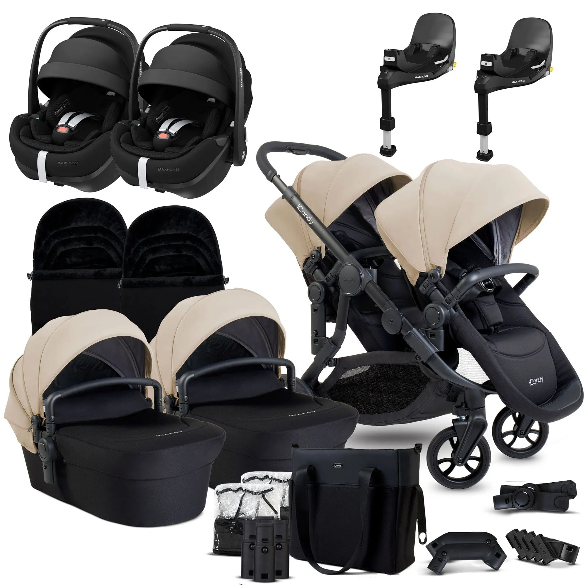 iCandy Orange 4 Twin Maxi-Cosi Travel System in Latte