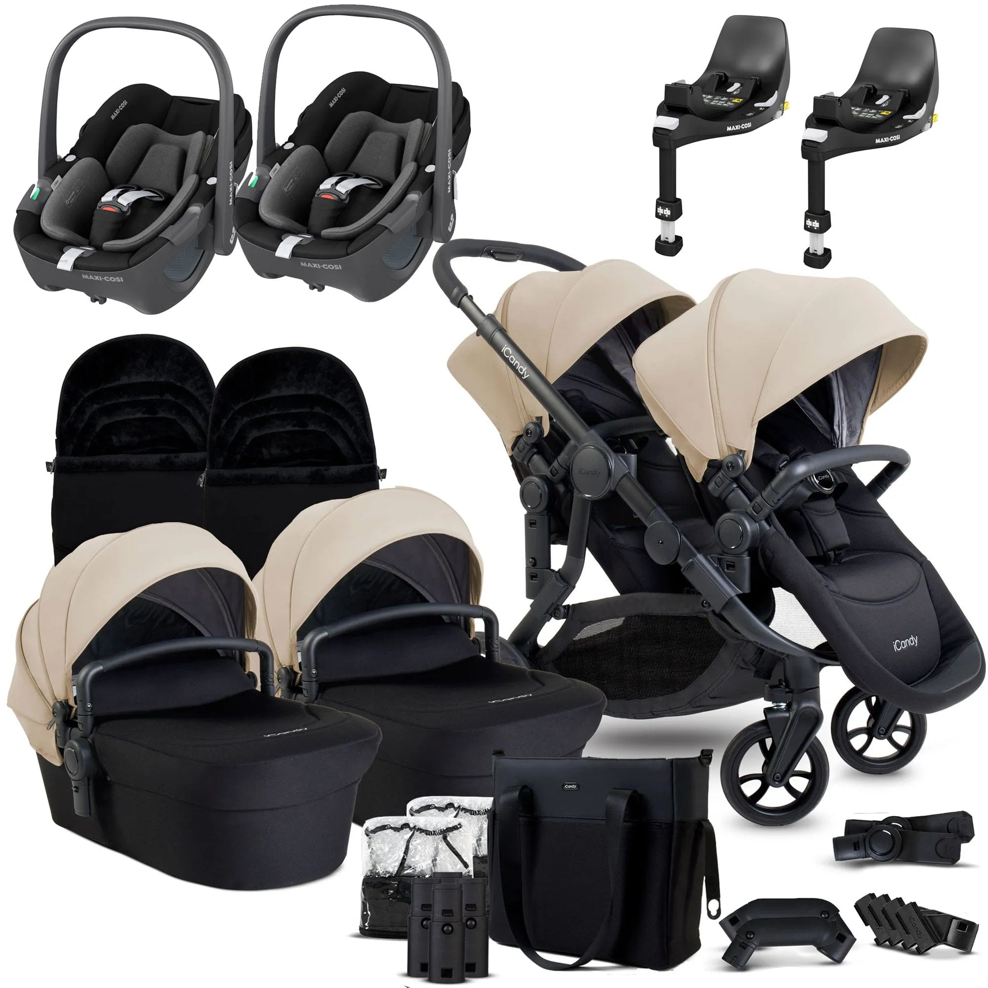 iCandy Orange 4 Twin Maxi-Cosi Travel System in Latte