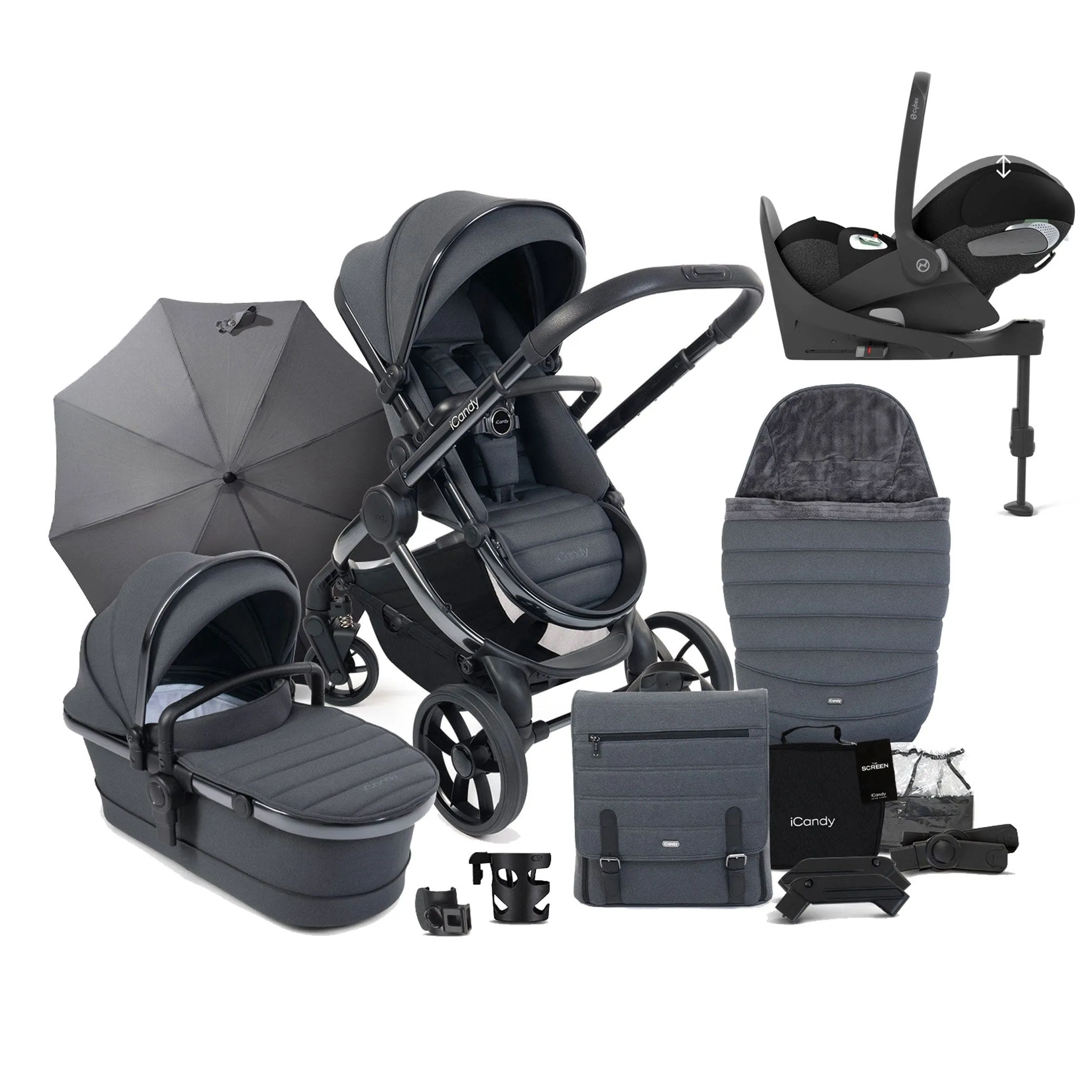 iCandy Peach 7 Complete Cybex Bundle in Dark Grey