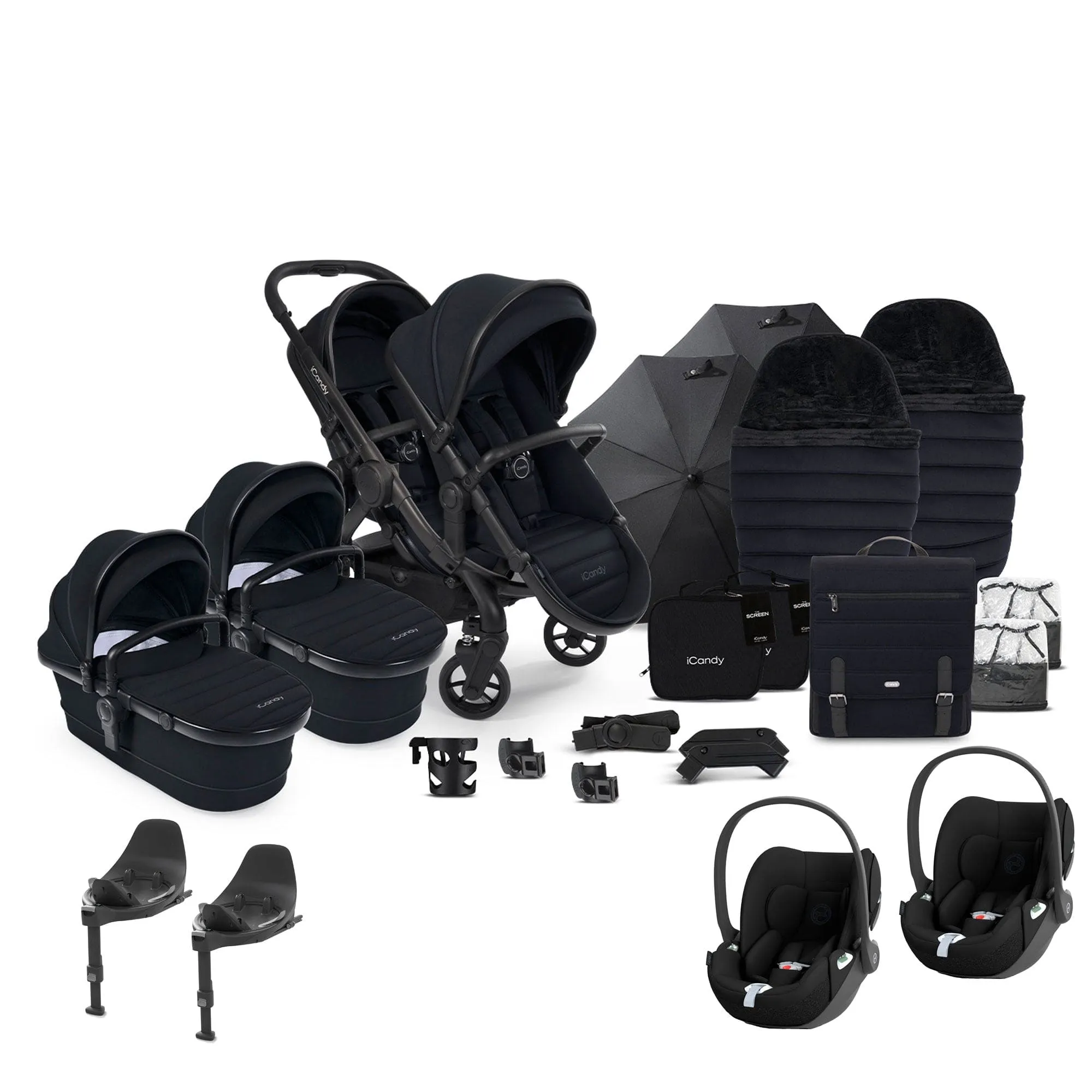 iCandy Peach 7 Twin Complete Cybex Travel System in Black