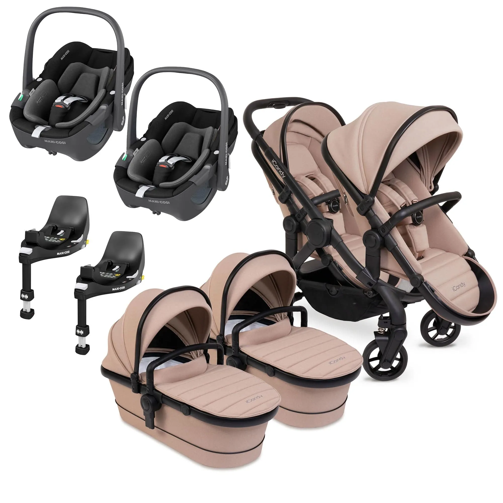 iCandy Peach 7 Twin Maxi-Cosi Bundle in Cookie