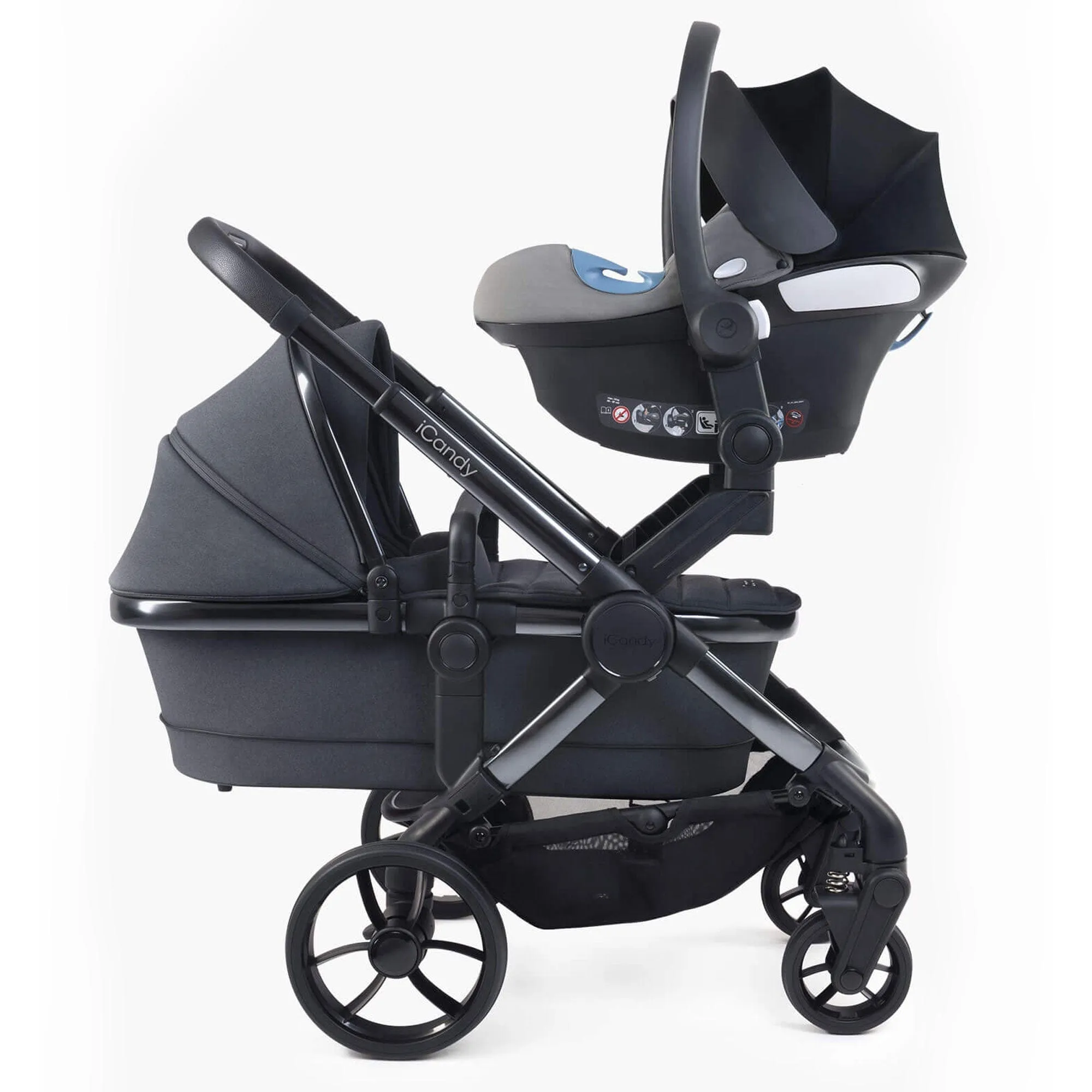iCandy Peach 7 Twin Maxi-Cosi Bundle in Dark Grey