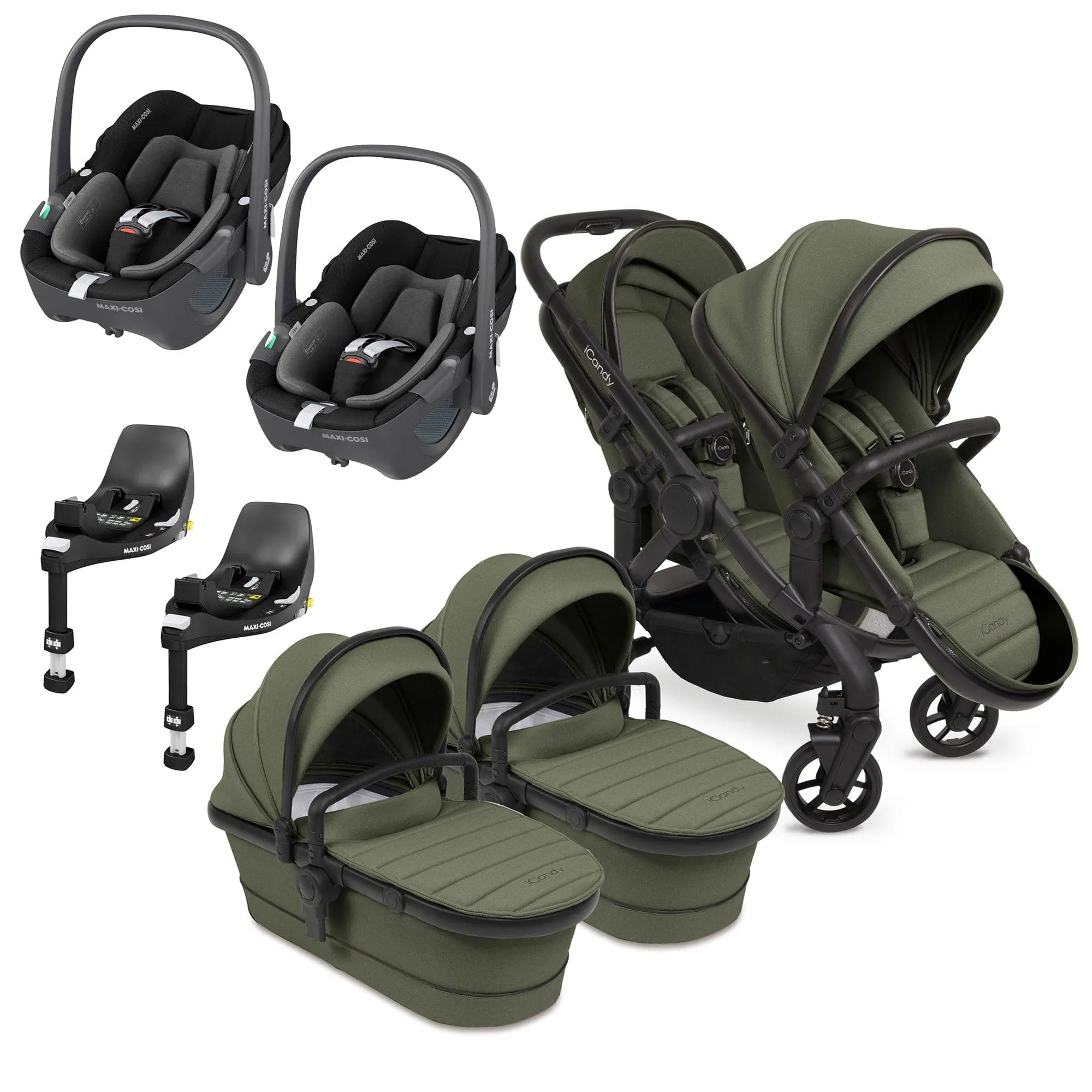 iCandy Peach 7 Twin Maxi-Cosi Bundle in Ivy