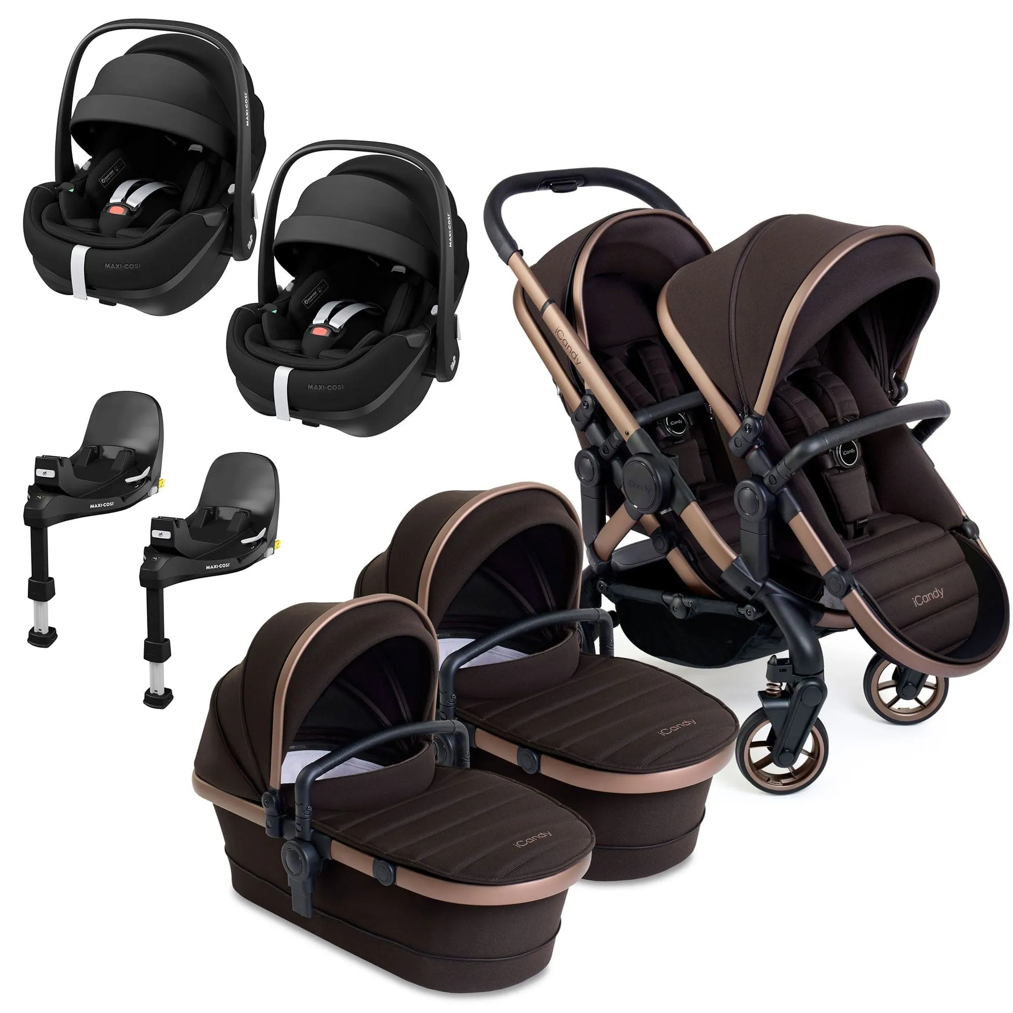 iCandy Peach 7 Twin Maxi-Cosi Bundle in Pecan