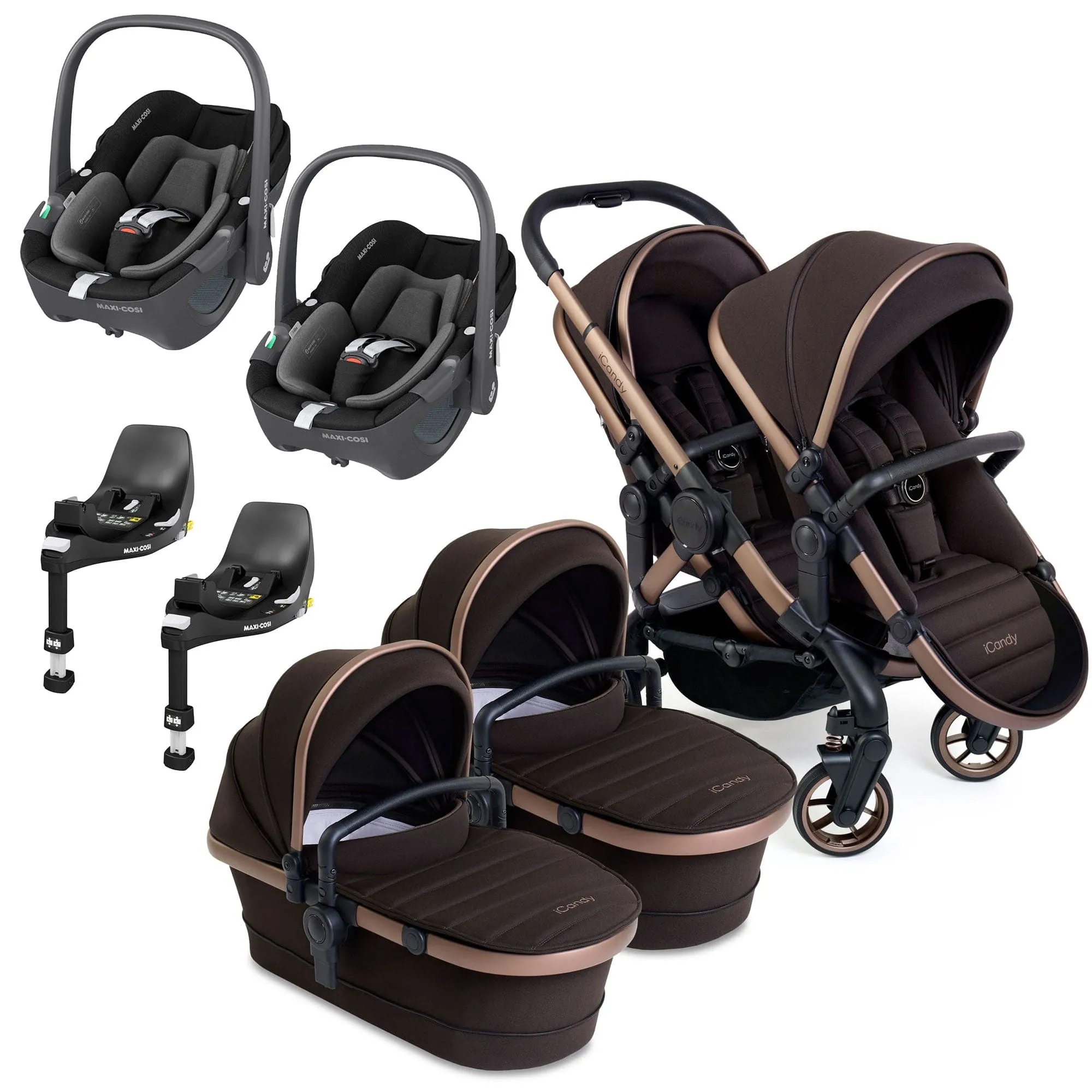 iCandy Peach 7 Twin Maxi-Cosi Bundle in Pecan