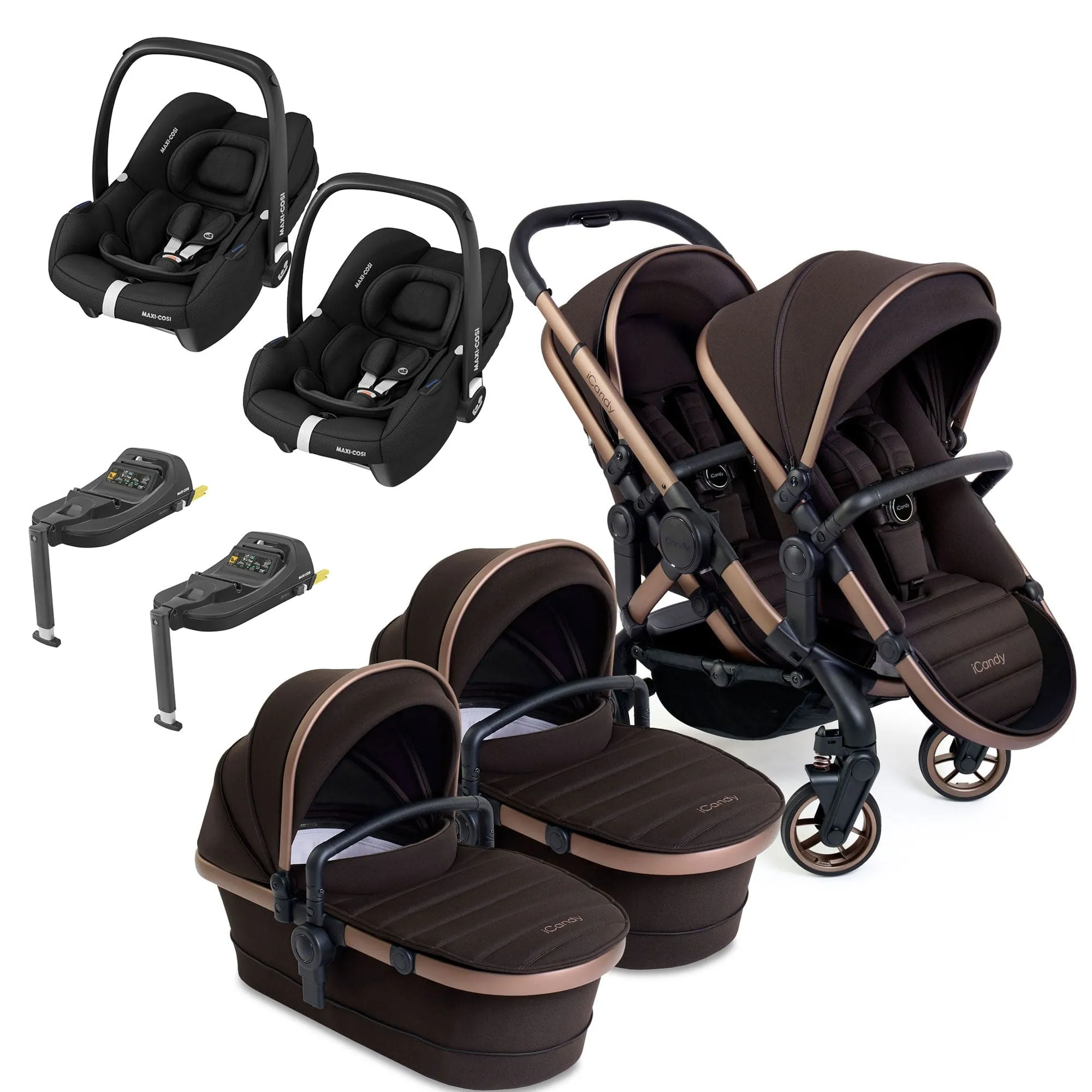 iCandy Peach 7 Twin Maxi-Cosi Bundle in Pecan