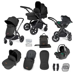 Ickle Bubba Stomp Luxe 3-in-1 Stratus I-Size Travel System - Black / Midnight / Black