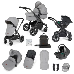 Ickle Bubba Stomp Luxe 3-in-1 Stratus I-Size Travel System - Black / Pearl Grey / Black