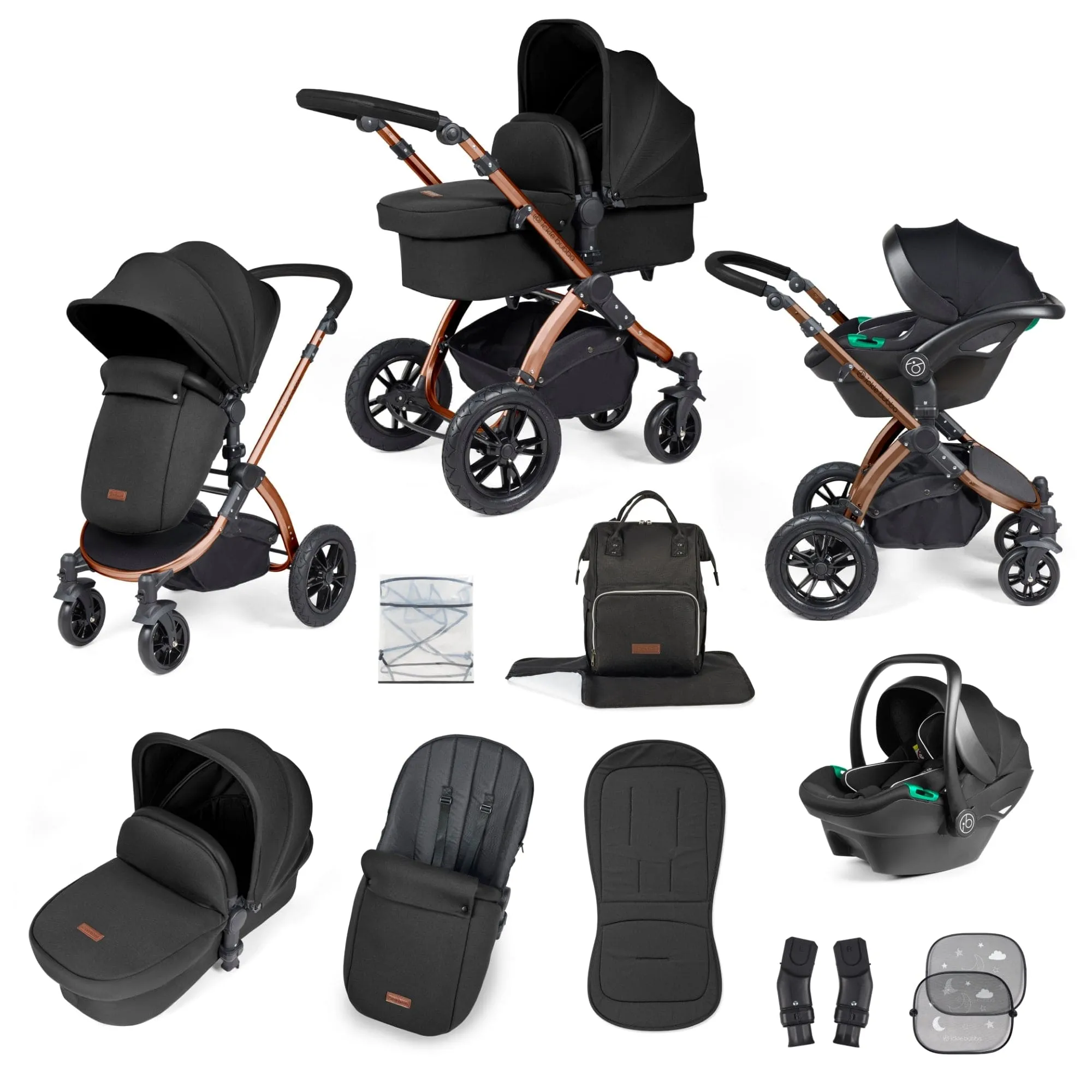 Ickle Bubba Stomp Luxe 3-in-1 Stratus I-Size Travel System - Bronze / Midnight / Black