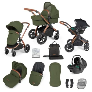 Ickle Bubba Stomp Luxe 3-in-1 Stratus I-Size Travel System - Bronze / Woodland / Tan