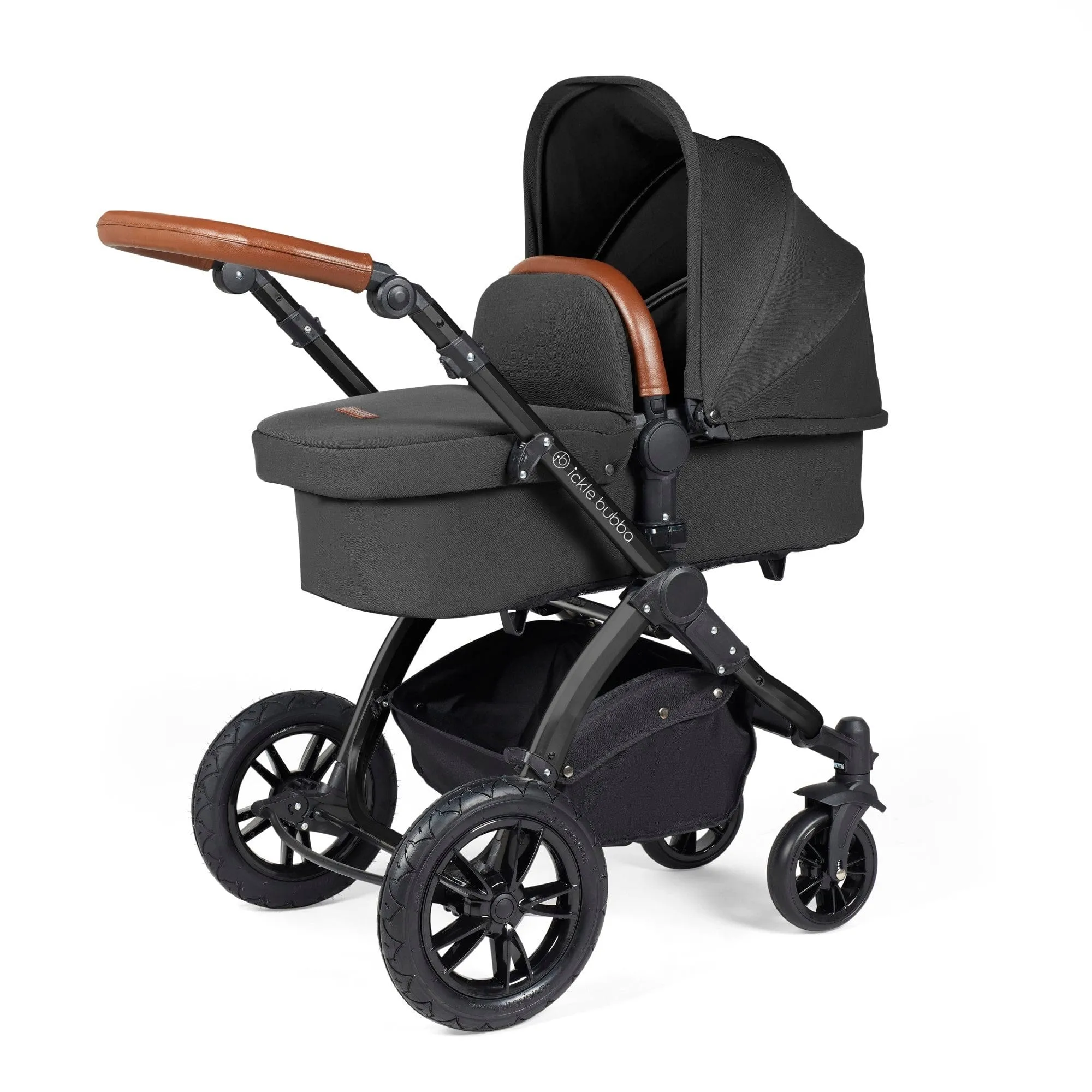 Ickle Bubba Stomp Luxe All-in-One Stratus I-Size Travel System - Black / Charcoal Grey / Tan