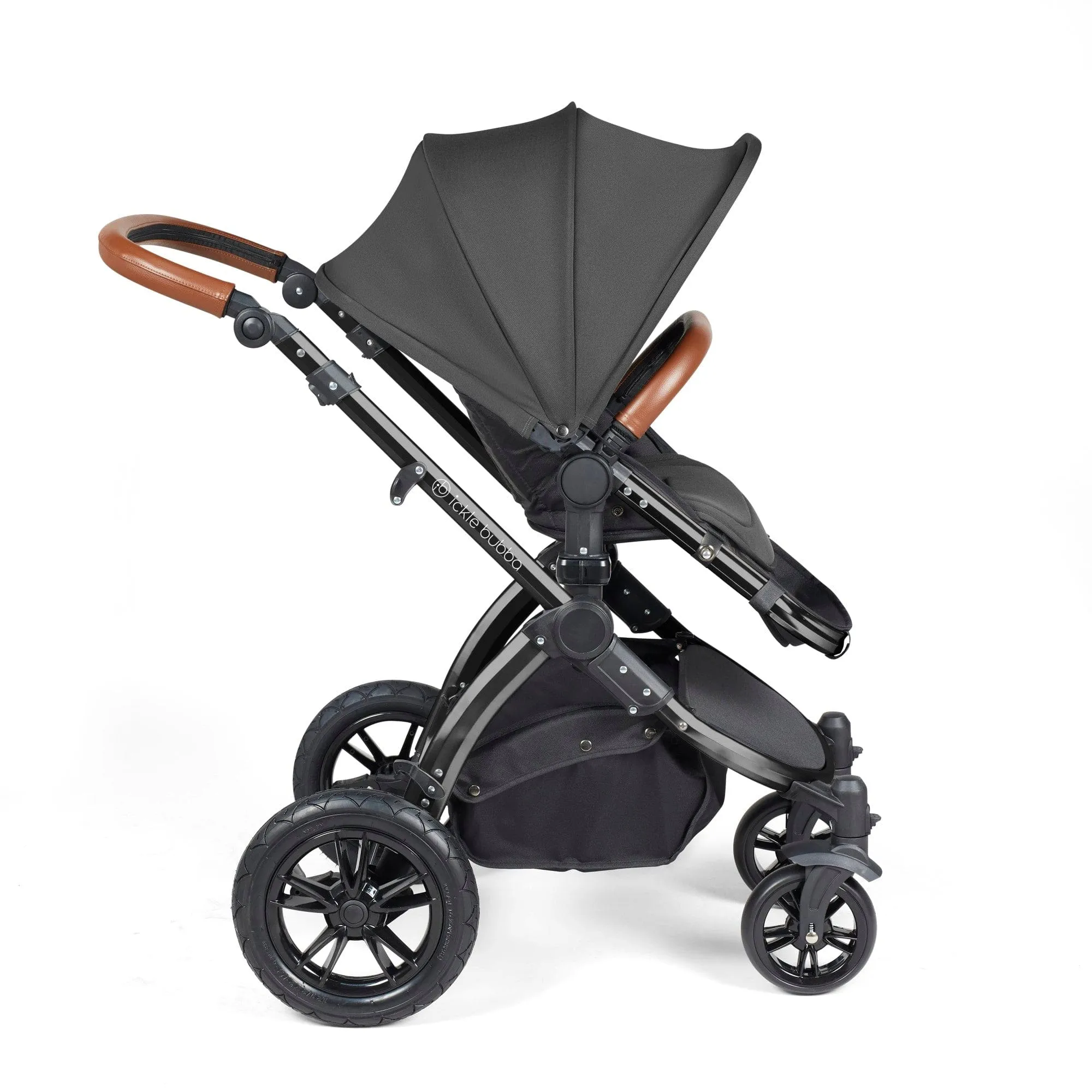 Ickle Bubba Stomp Luxe All-in-One Stratus I-Size Travel System - Black / Charcoal Grey / Tan