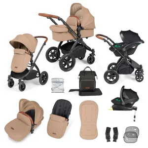 Ickle Bubba Stomp Luxe All-in-One Stratus I-Size Travel System - Black / Desert / Tan