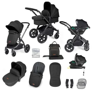 Ickle Bubba Stomp Luxe All-in-One Stratus  I-Size Travel System - Black / Midnight / Black