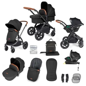 Ickle Bubba Stomp Luxe All-in-One Stratus I-Size Travel System - Black / Midnight / Tan