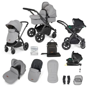 Ickle Bubba Stomp Luxe All-in-One Stratus I-Size Travel System - Black / Pearl Grey / Black