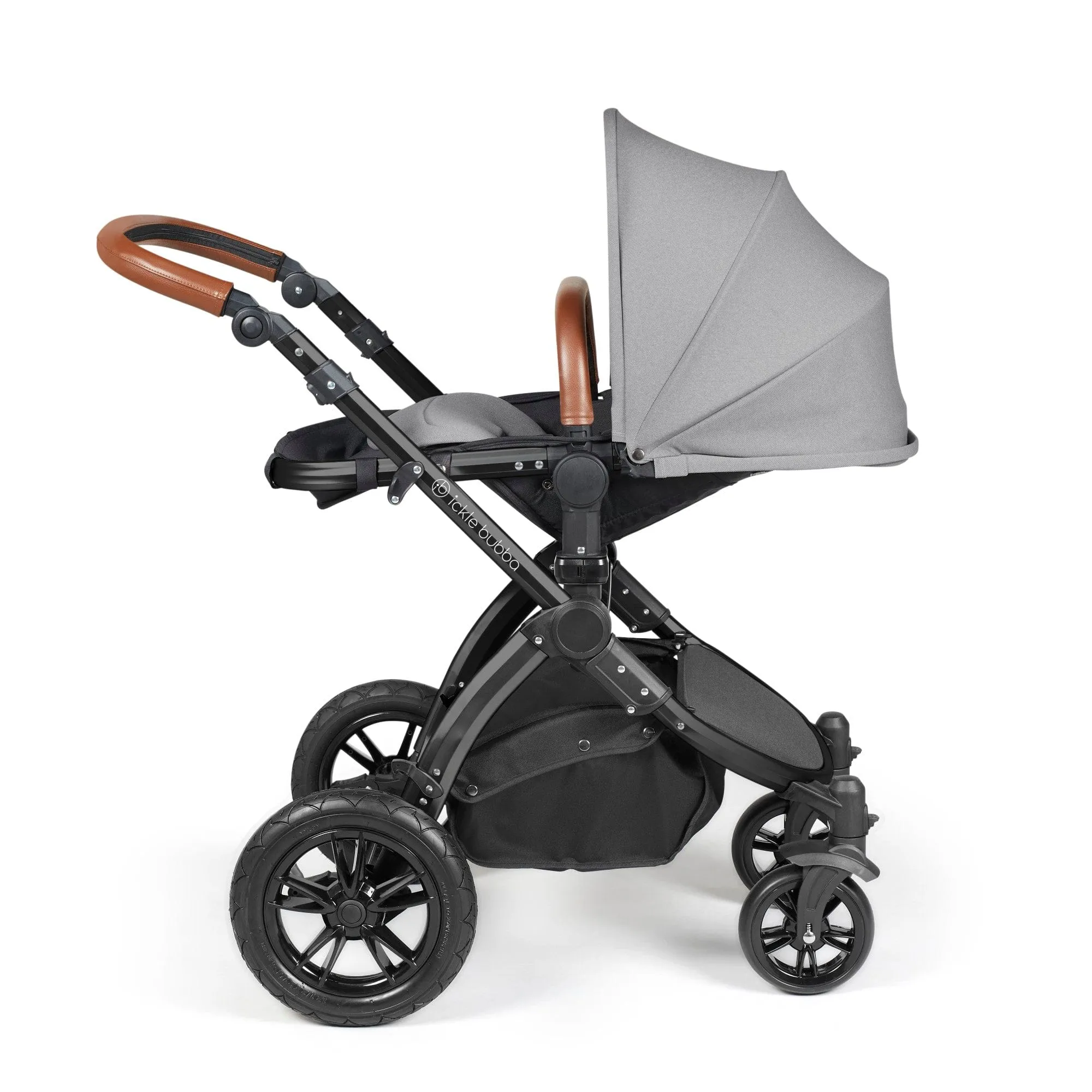 Ickle Bubba Stomp Luxe All-in-One Stratus I-Size Travel System - Black / Pearl Grey / Tan