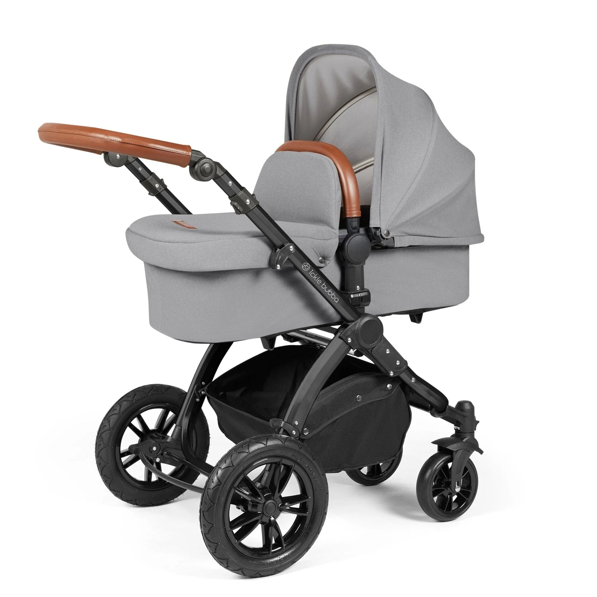 Ickle Bubba Stomp Luxe All-in-One Stratus I-Size Travel System - Black / Pearl Grey / Tan