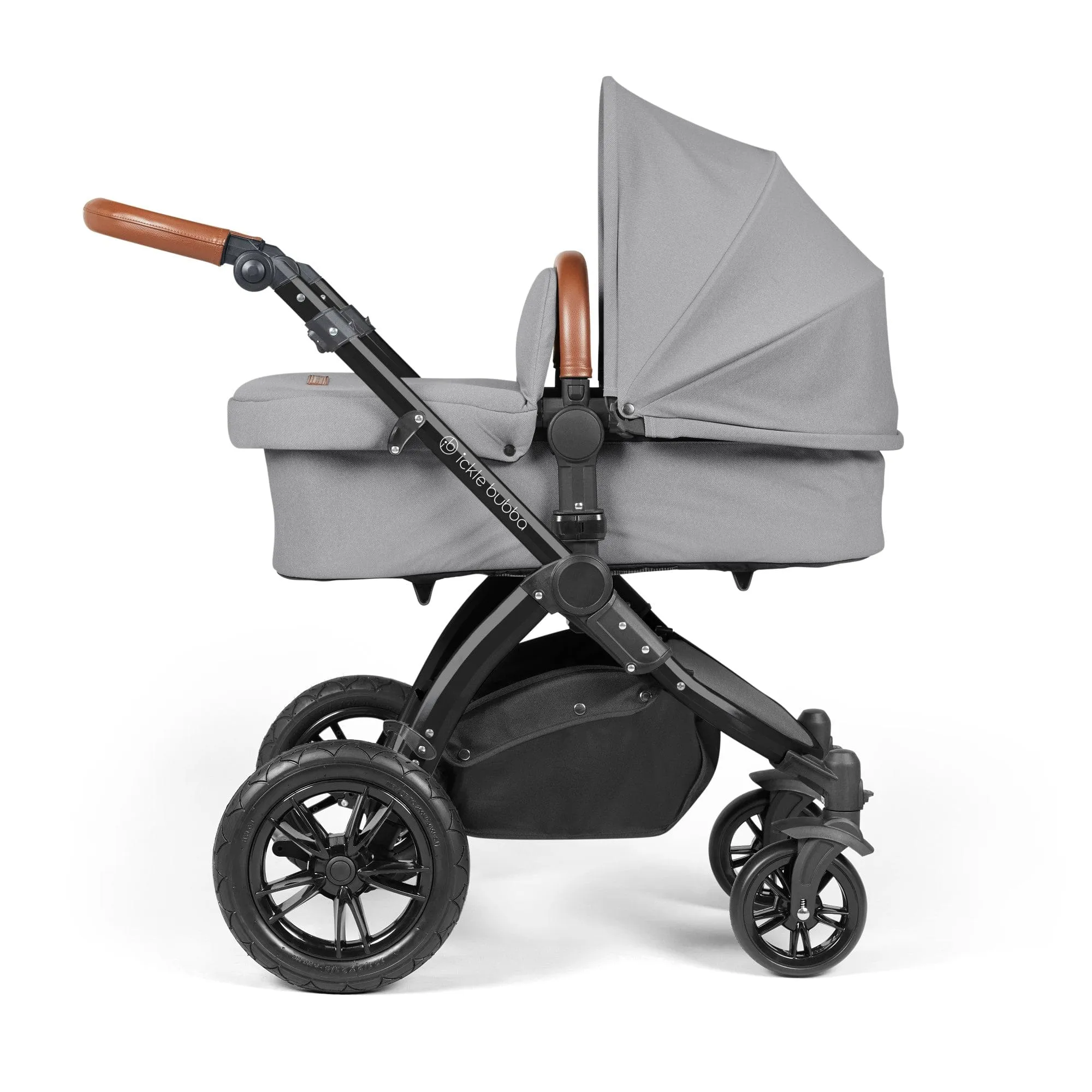 Ickle Bubba Stomp Luxe All-in-One Stratus I-Size Travel System - Black / Pearl Grey / Tan