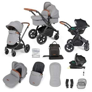 Ickle Bubba Stomp Luxe All-in-One Stratus I-Size Travel System - Black / Pearl Grey / Tan