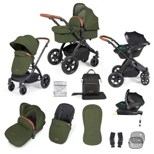 Ickle Bubba Stomp Luxe All-in-One Stratus I-Size Travel System - Black / Woodland / Tan
