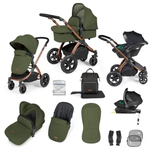 Ickle Bubba Stomp Luxe All-in-One Stratus  I-Size Travel System - Bronze / Woodland / Black